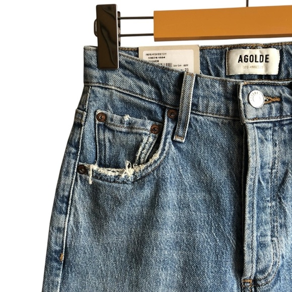 Agolde Freya High Rise Slim Blue Jeans Size 23 Quiver Med-Light Wash NWT NEW - Picture 6 of 16